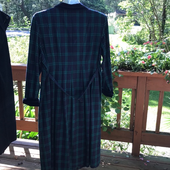 Plaza South Women’s Petites vintages pleated plaid Maxi long coat dress. Size 16 - Picture 5 of 10